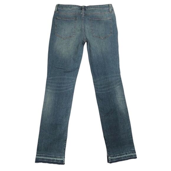 Free People Straight Leg Slit Raw Hem Jeans Kentucky Blue Medium Wash NEW - Picture 3 of 11